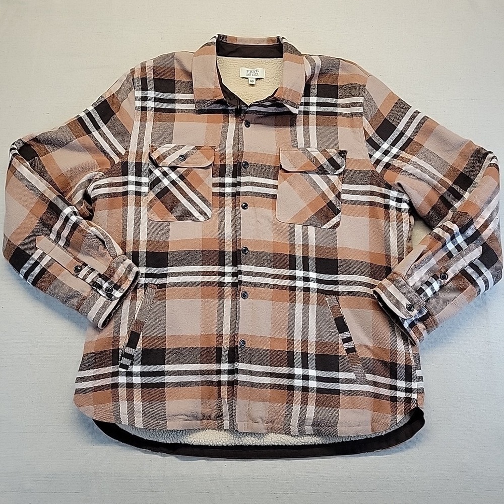 Frye & Co Men's Sherpa Lined Plaid Shirt Jacket XXL NWT Flannel Button Front